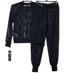 Blanc Noir Mesh Set Size Small Black Irie Cropped Jogger Poolside